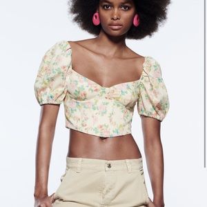 Zara Multicolor Floral Print V-neck Corset top Size S